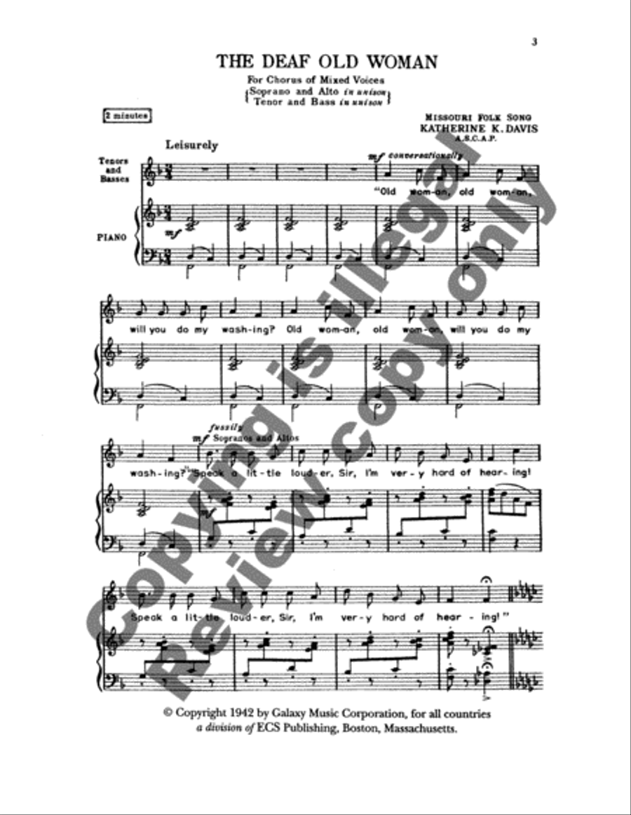 The Deaf Old Woman 4-Part scores gallery preview page 3