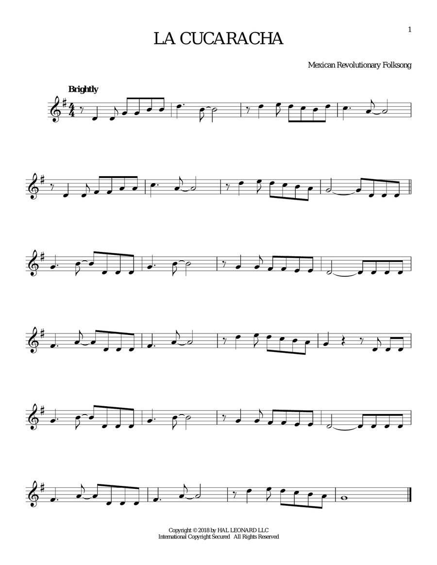 La Cucaracha La Cucaracha ocarina scores gallery preview page 1