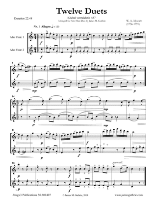 Mozart: 12 Duets K.487 for Alto Flute Duo