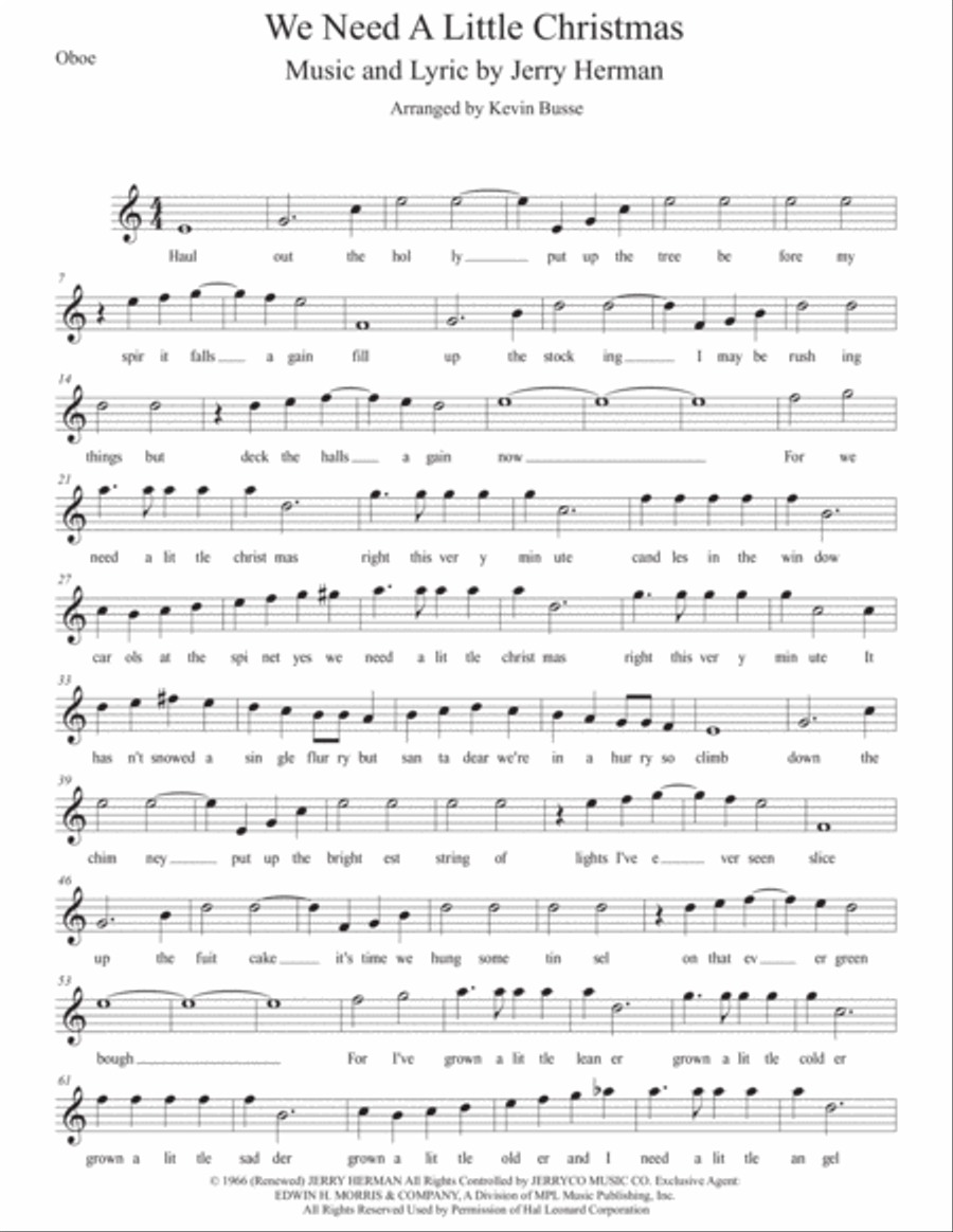 We Need A Little Christmas Oboe Solo scores gallery preview page 1