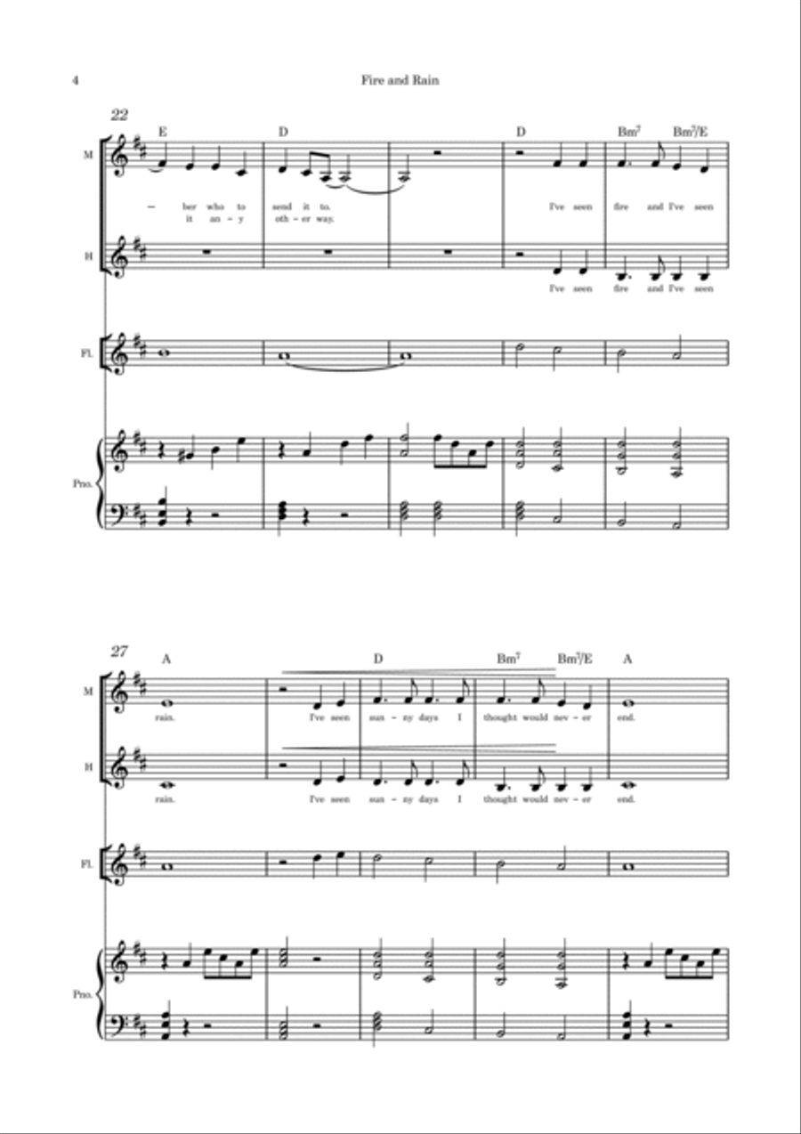 Fire And Rain Alto Voice scores gallery preview page 4
