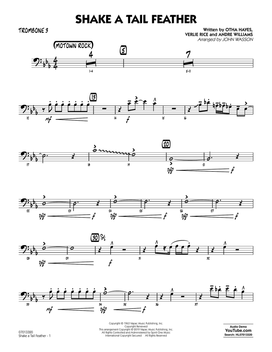 Shake a Tail Feather (arr. John Wasson) - Trombone 3 Jazz Ensemble scores gallery preview page 1
