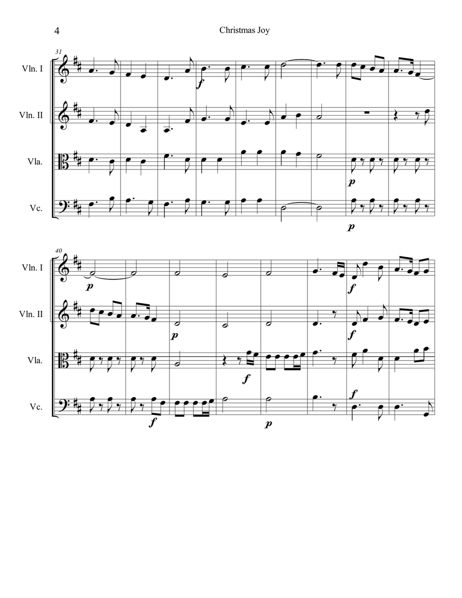 Christmas Joy Christmas Joy String Quartet scores gallery preview page 4