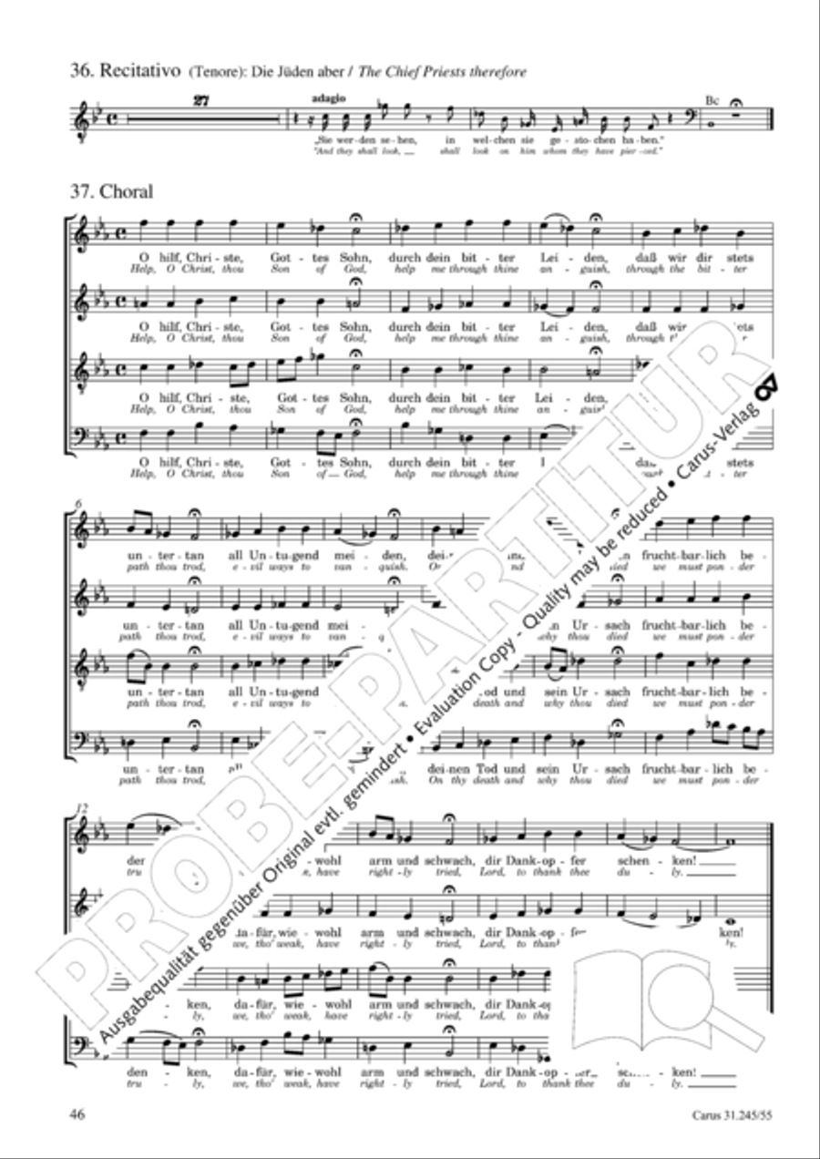 St. John Passion (Johannes-Passion) 4-Part scores gallery preview page 47
