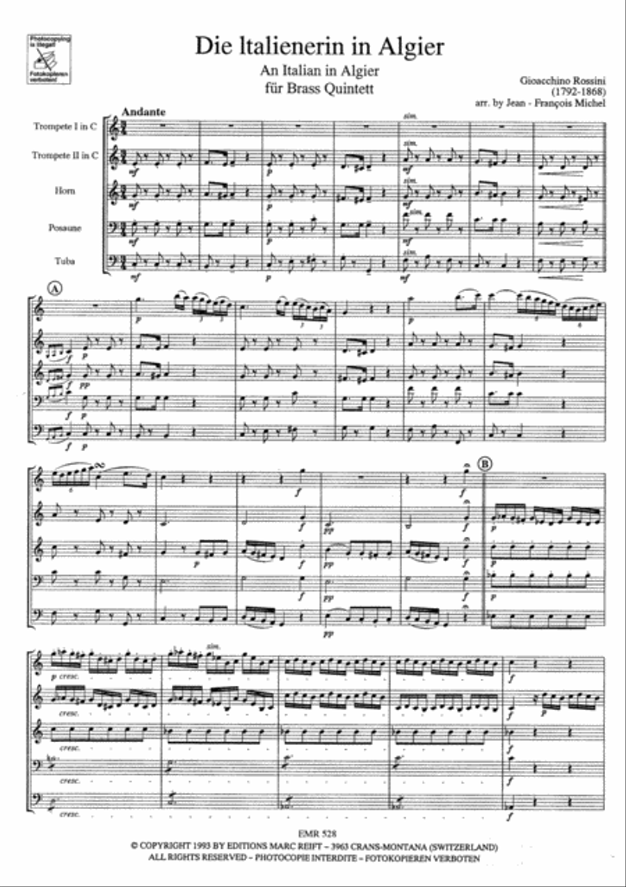 Die Italienerin in Algier Brass Quintet scores gallery preview page 4