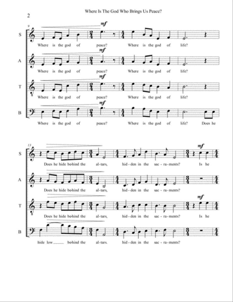 Where Is the God Who Brings Us Peace 4-Part scores gallery preview page 2