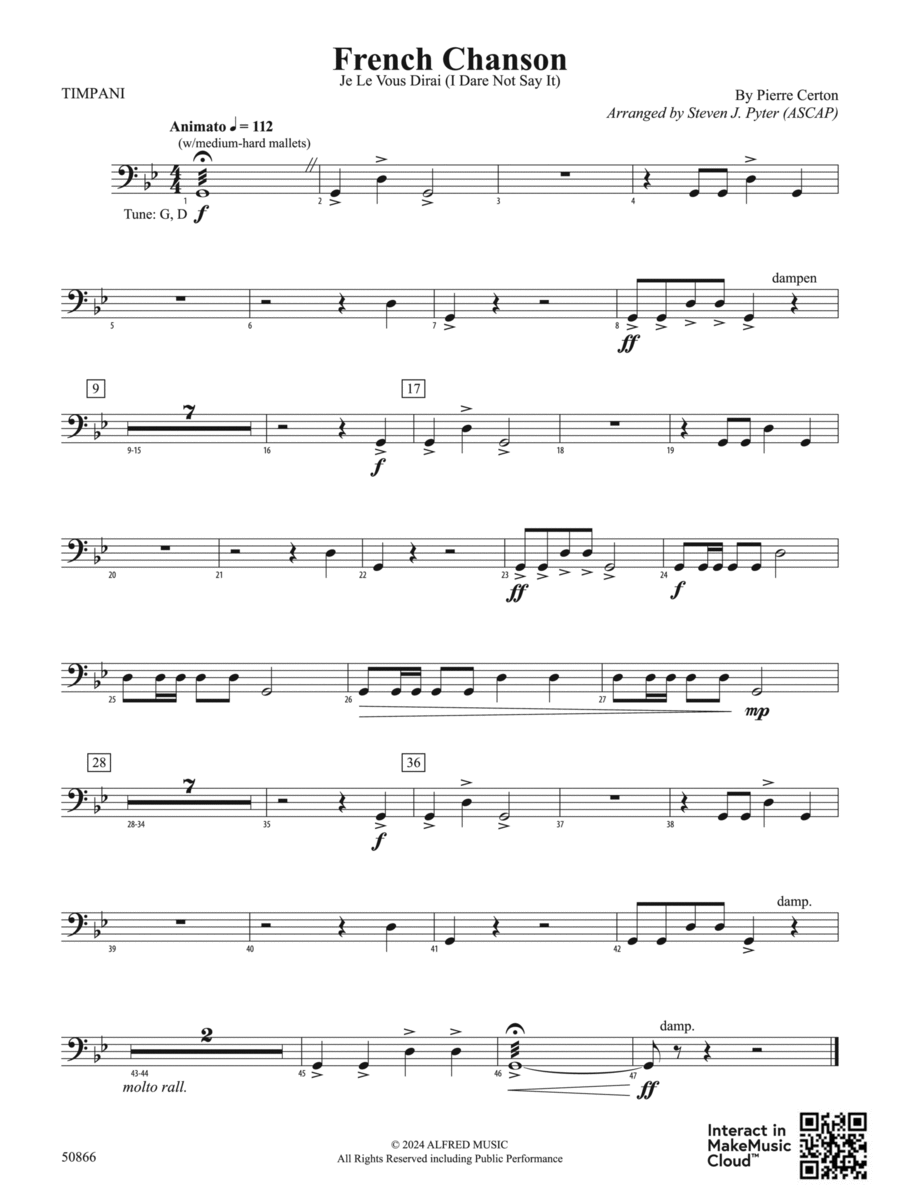 French Chanson: Timpani French Chanson: Timpani Concert Band scores gallery preview page 1