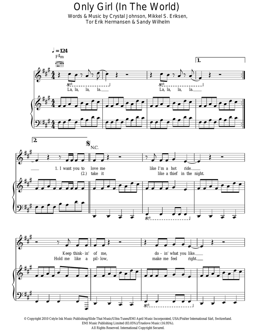 Only Girl (In The World) Acoustic Guitar scores gallery preview page 1