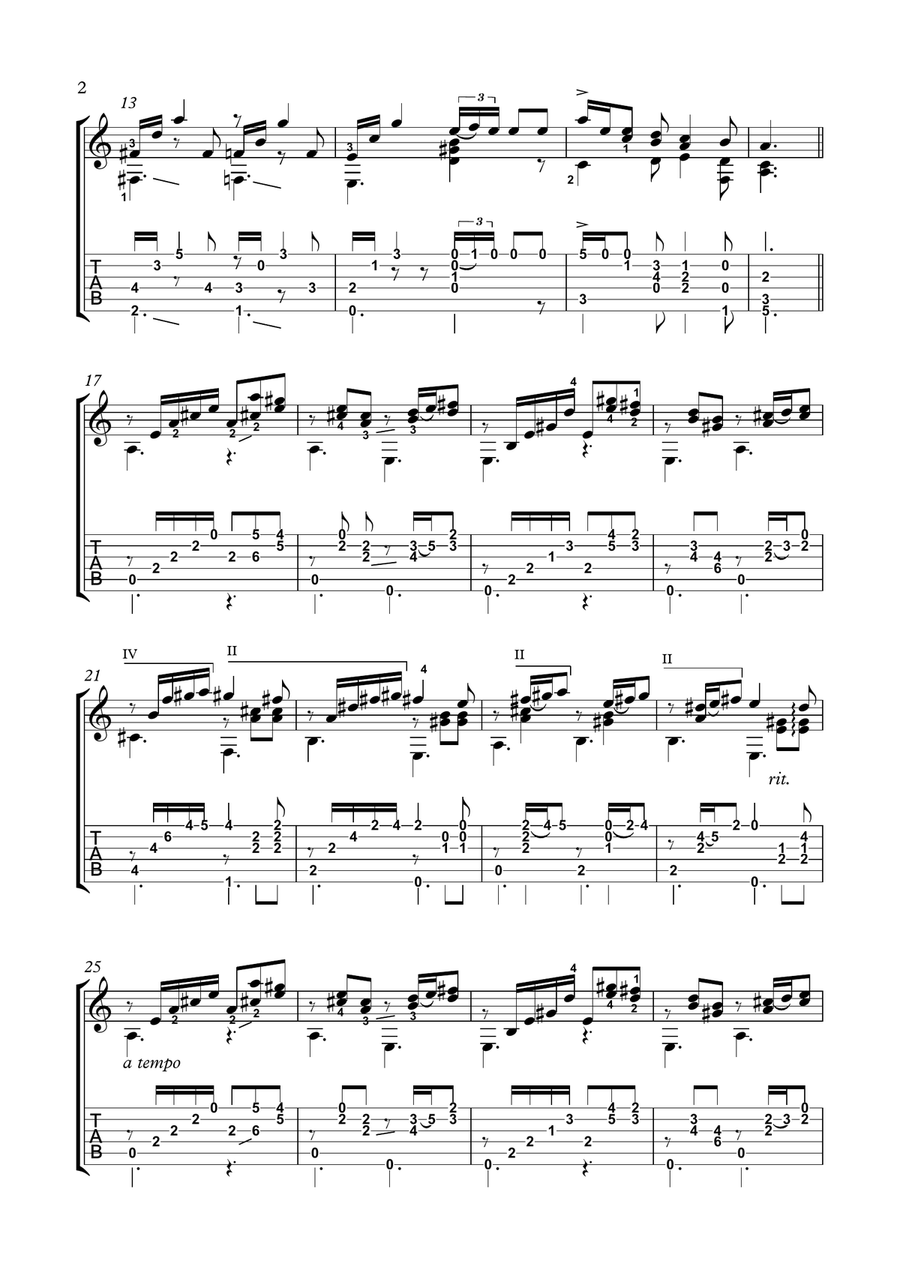 Valse for Classical Guitar solo with tab Acoustic Guitar scores gallery preview page 2