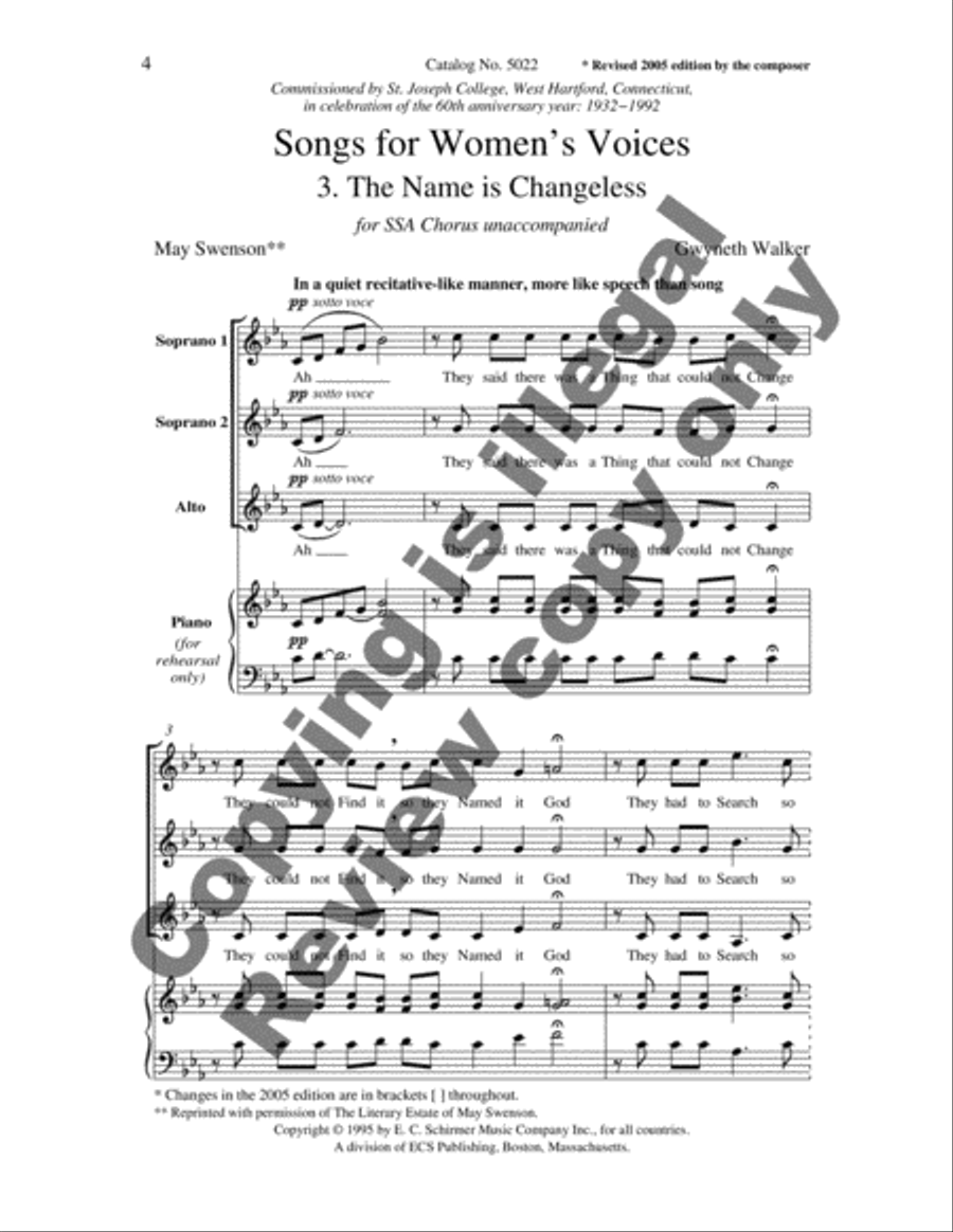 The Name is Changeless (Choral Score) SSA scores gallery preview page 3