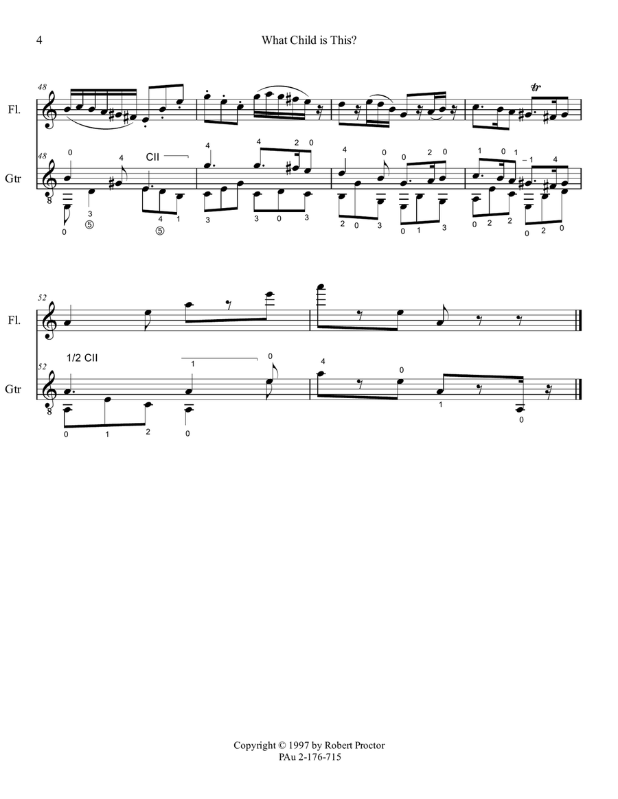 What Child is This (Greensleeves) Duet for Flute and Guitar Flute scores gallery preview page 4