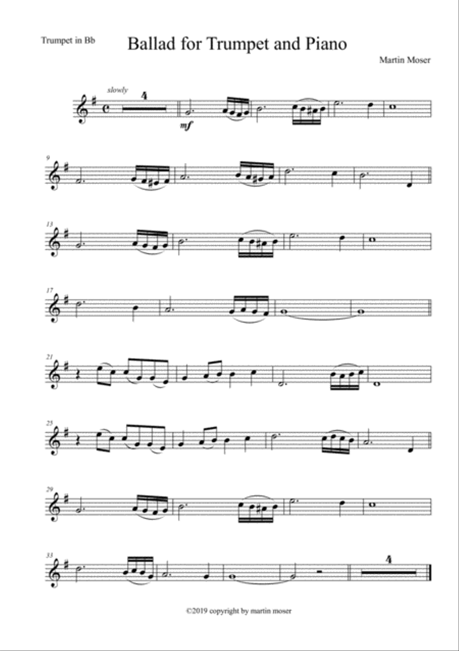Ballad for Trumpet and Piano Trumpet Duet scores gallery preview page 1