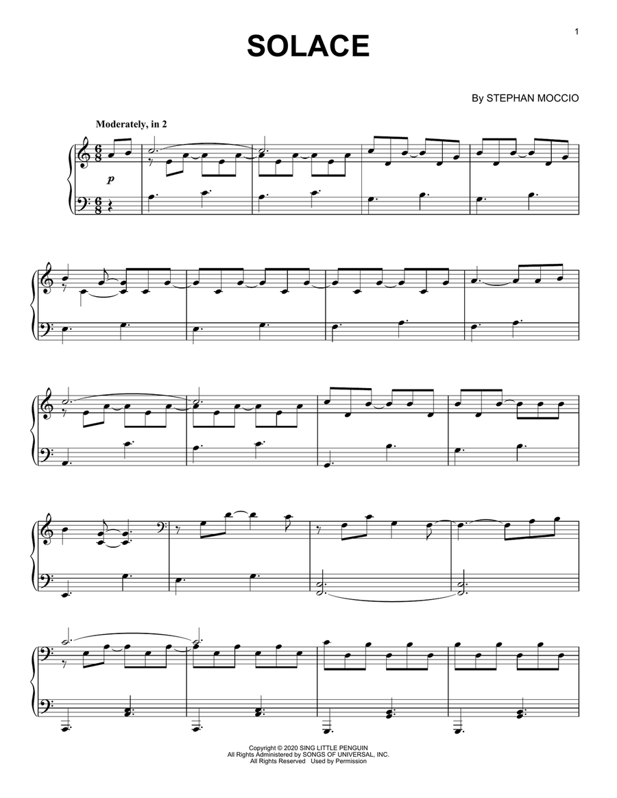 Solace Solace Piano Solo scores gallery preview page 1