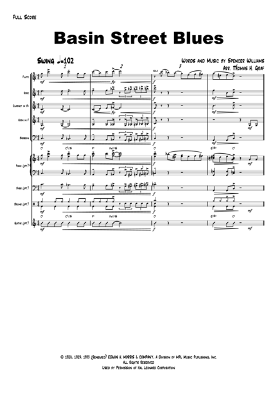 Basin Street Blues Woodwind Quintet scores gallery preview page 1