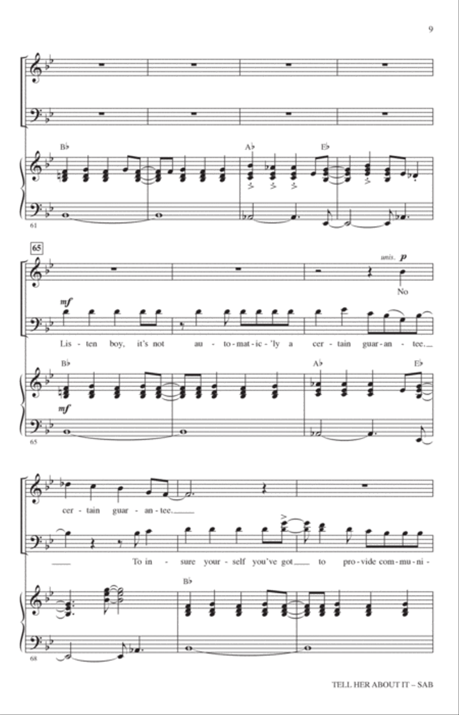 Tell Her About It (arr. Jack Zaino) 3-Part scores gallery preview page 7