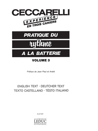 Book cover for Ceccarelli-experience Vol.3 (percussion Solo)