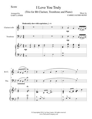 Book cover for I LOVE YOU TRULY (Trio – Bb Clarinet, Trombone, and Piano with Score and Parts)