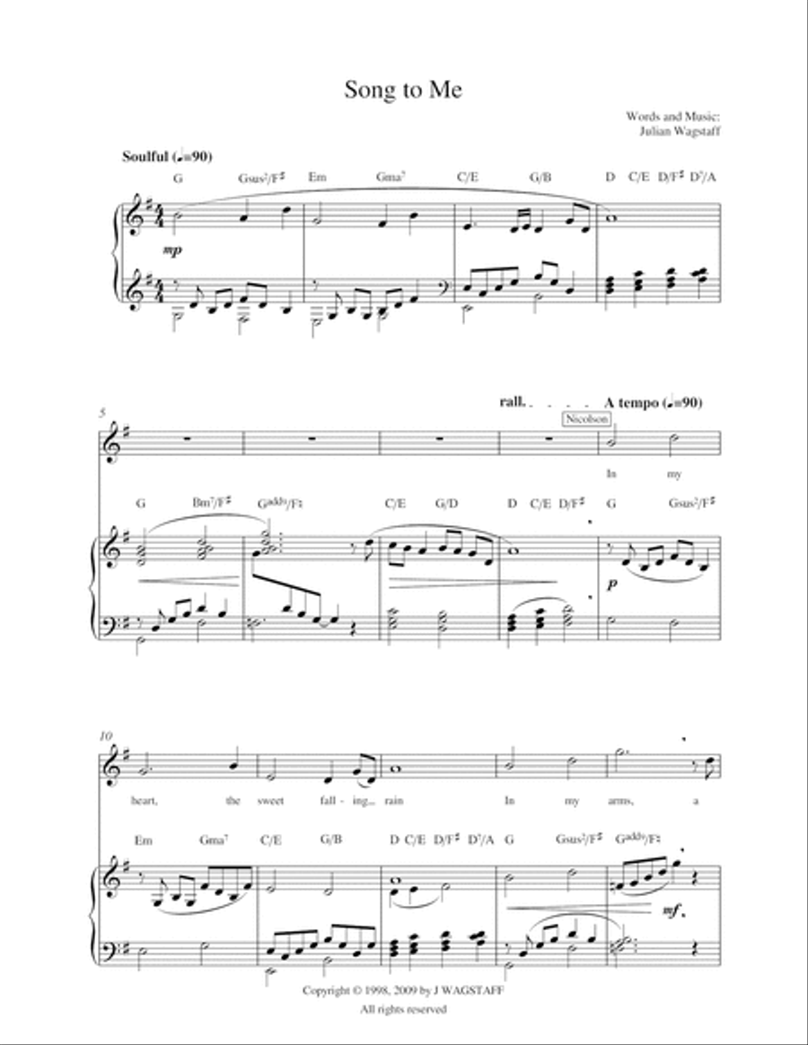 Song to Me - from the musical John Paul Jones Piano, Vocal, Guitar scores gallery preview page 3