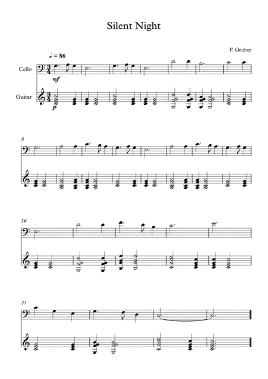 10 Easy Classical Pieces For Cello & Guitar Vol. 2 String Duet scores gallery preview page 2