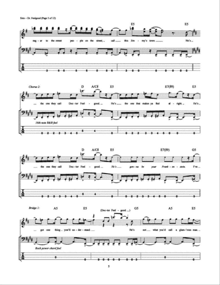 Dr. Feelgood Bass Guitar Tablature scores gallery preview page 5