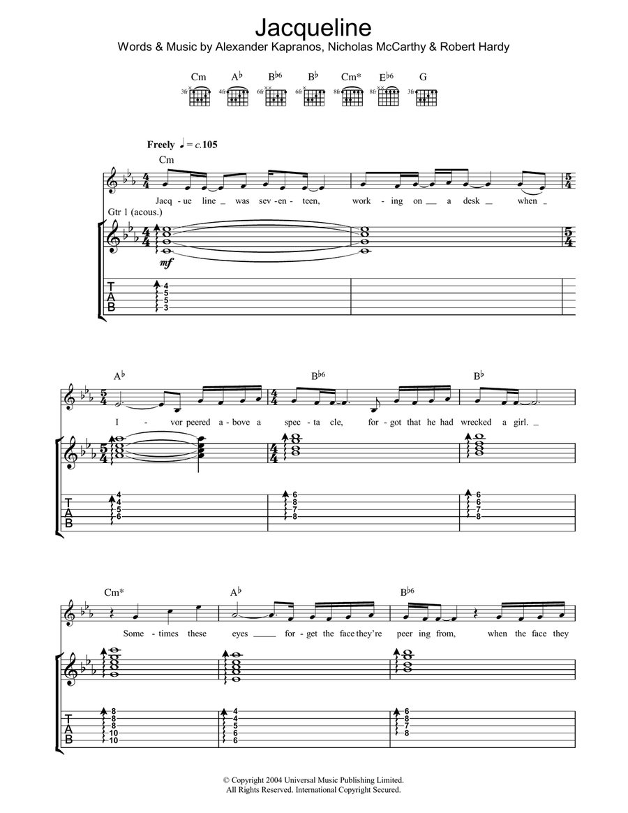 Jacqueline Acoustic Guitar scores gallery preview page 1