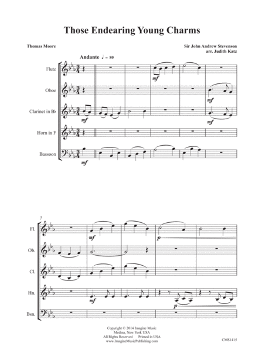 Those Endearing Young Charms Woodwind Quintet scores gallery preview page 1