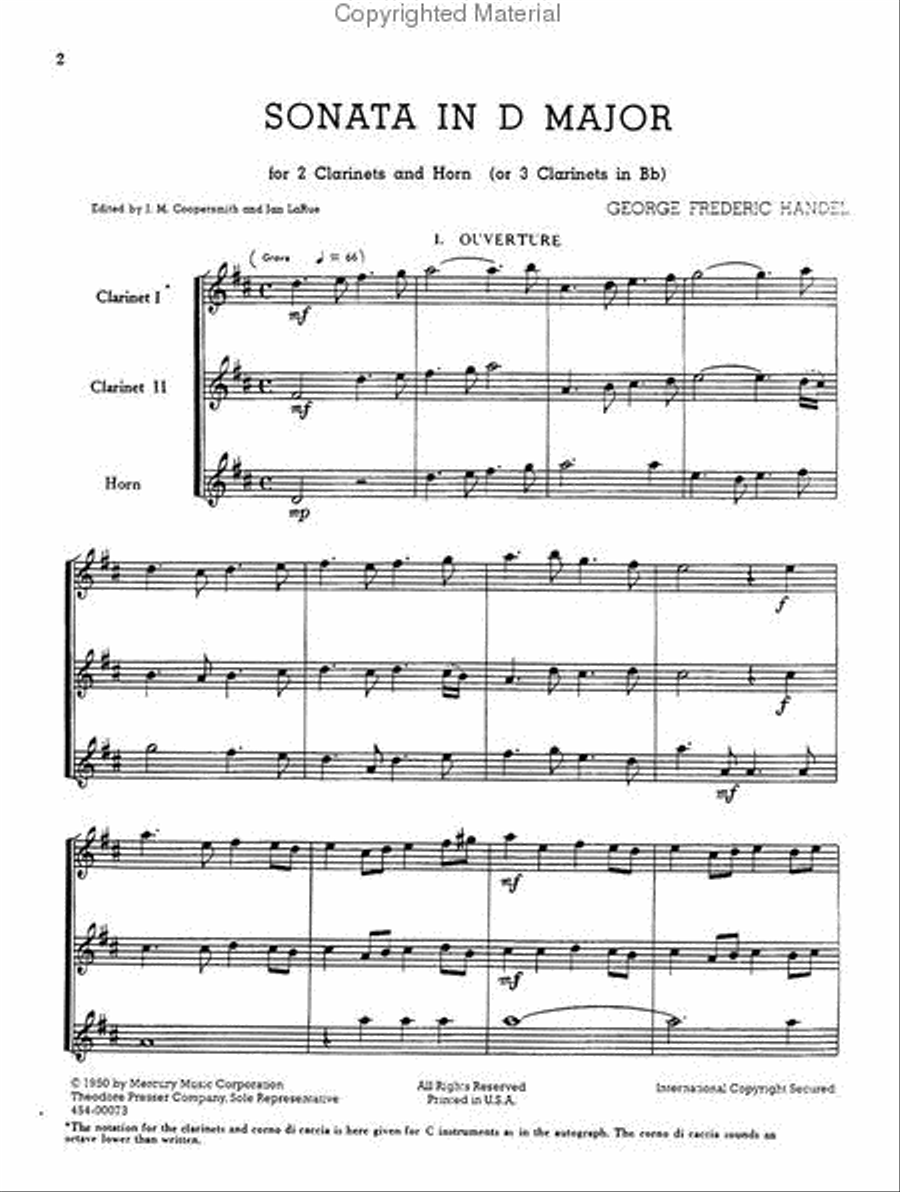 Sonata in D Major Chamber Music scores gallery preview page 2
