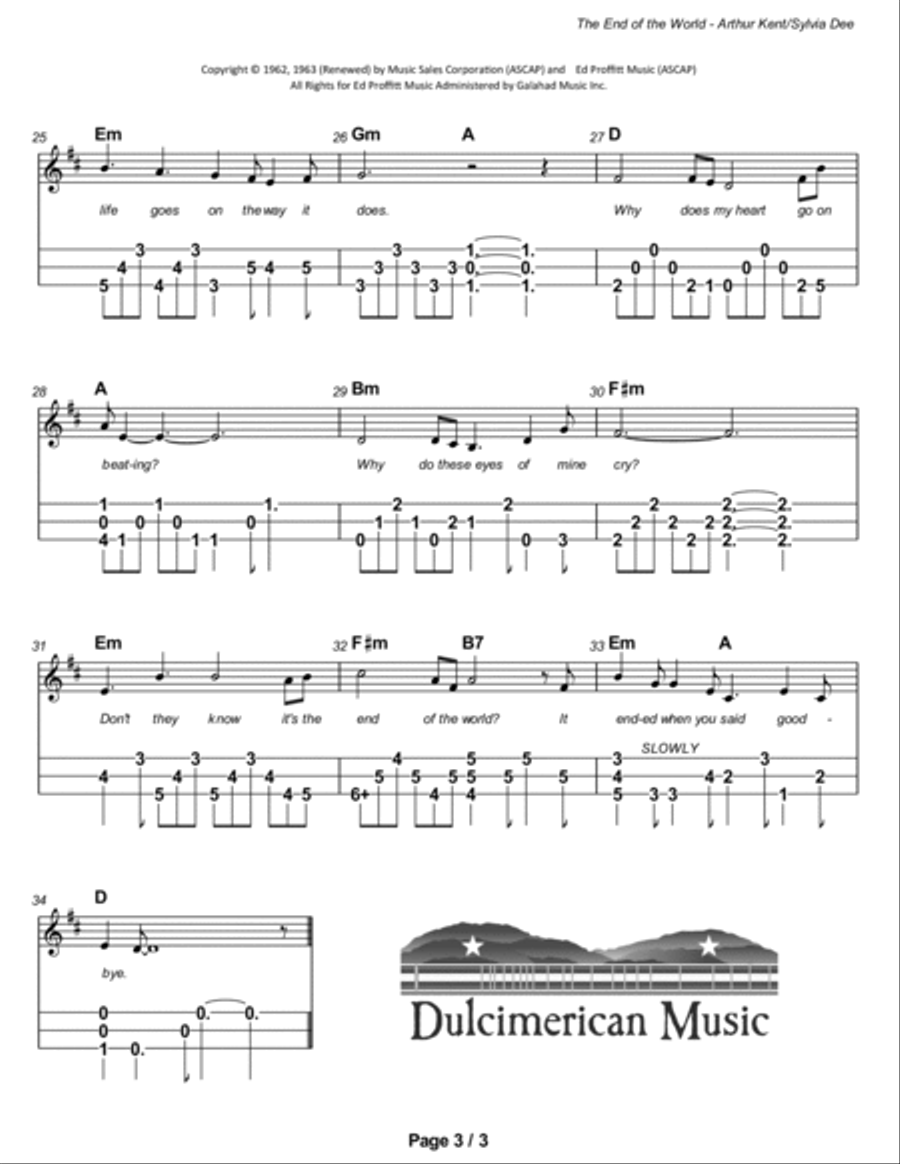 The End Of The World Dulcimer scores gallery preview page 4