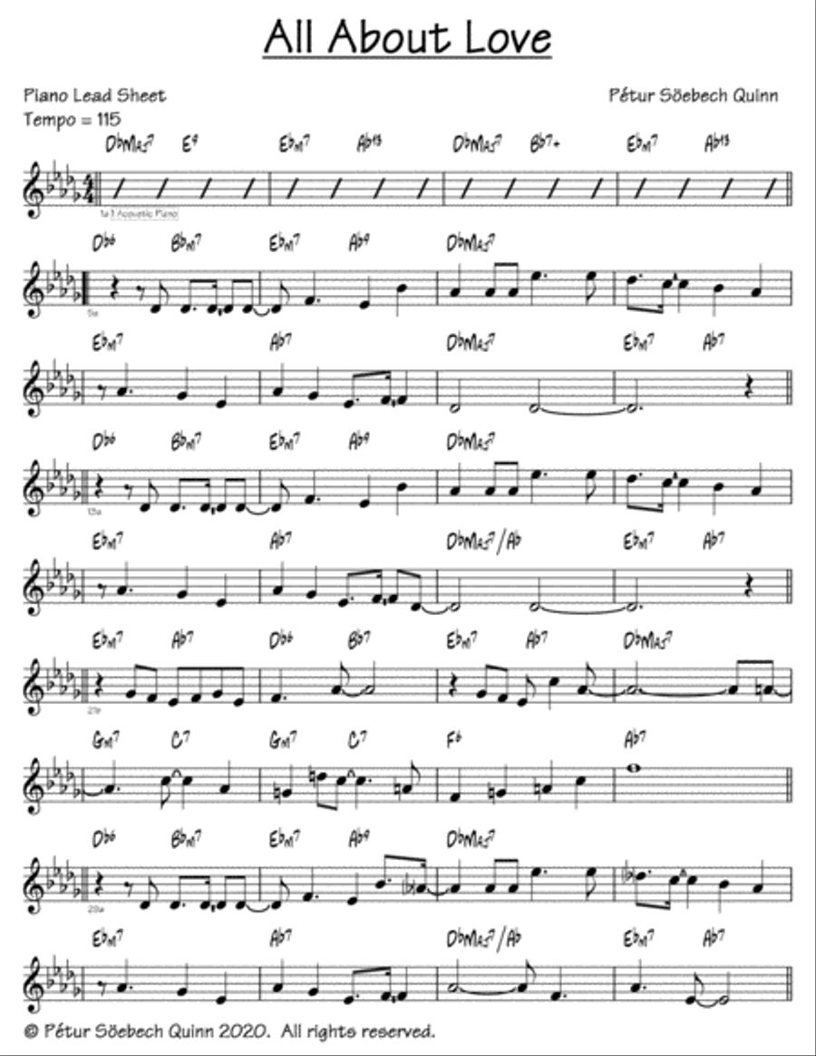 All About Love Easy Piano scores gallery preview page 1