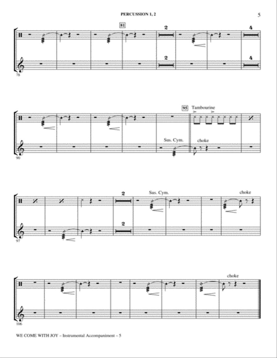 We Come With Joy Orchestration - Percussion 1 & 2 Choir scores gallery preview page 5