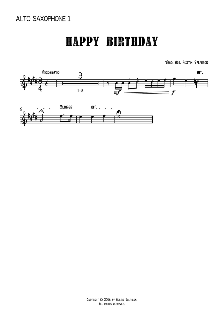 Happy Birthday - sax ensemble Woodwind Ensemble scores gallery preview page 5