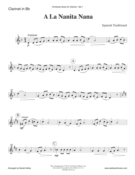 Christmas Solos for Clarinet & Piano Set 1