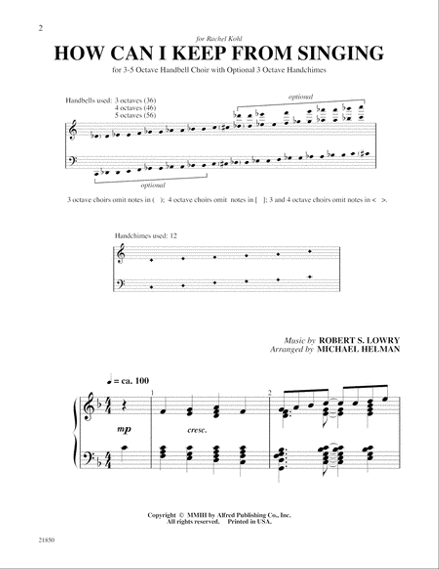 How Can I Keep from Singing Handbell Choir scores gallery preview page 2