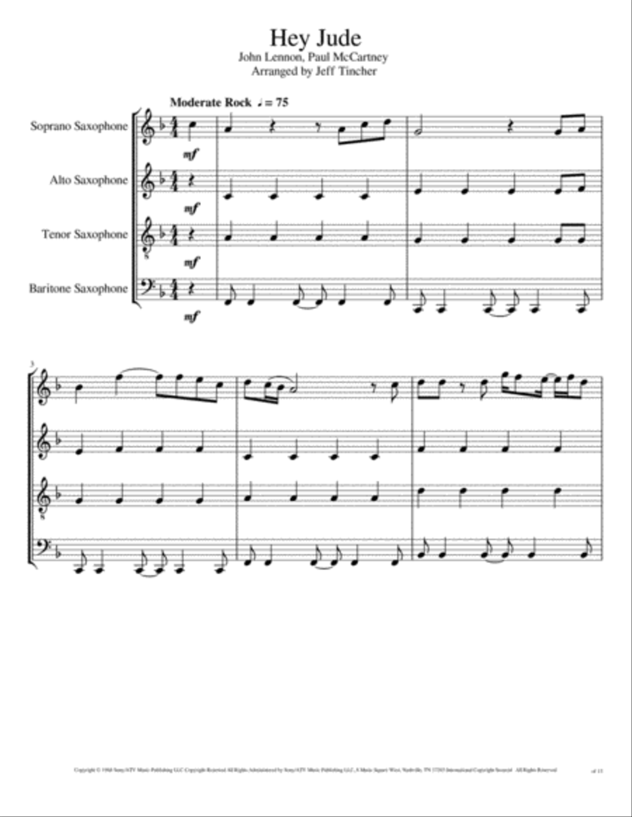 Hey Jude Woodwind Quartet scores gallery preview page 2