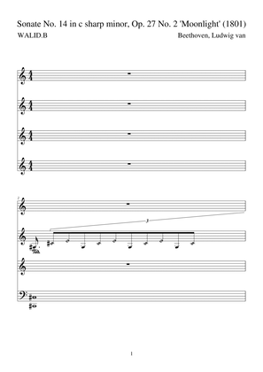 Sonate No. 14 in c sharp minor, Op. 27 No. 2 'Moonlight' (1801)