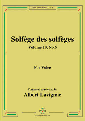 Book cover for Lavignac-Solfège des solfèges,Volume 10,No.6,for Voice