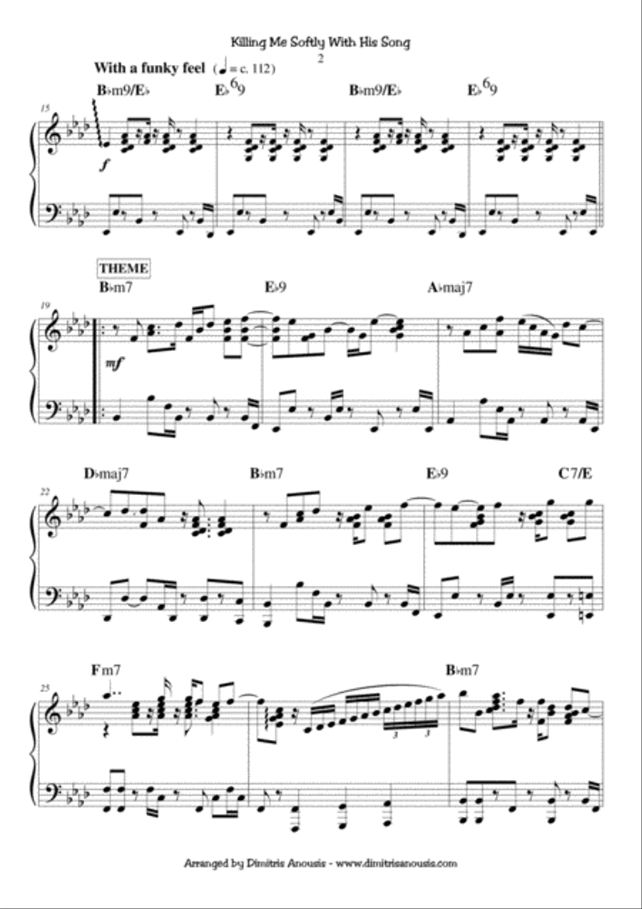 Killing Me Softly With His Song Piano Solo scores gallery preview page 3