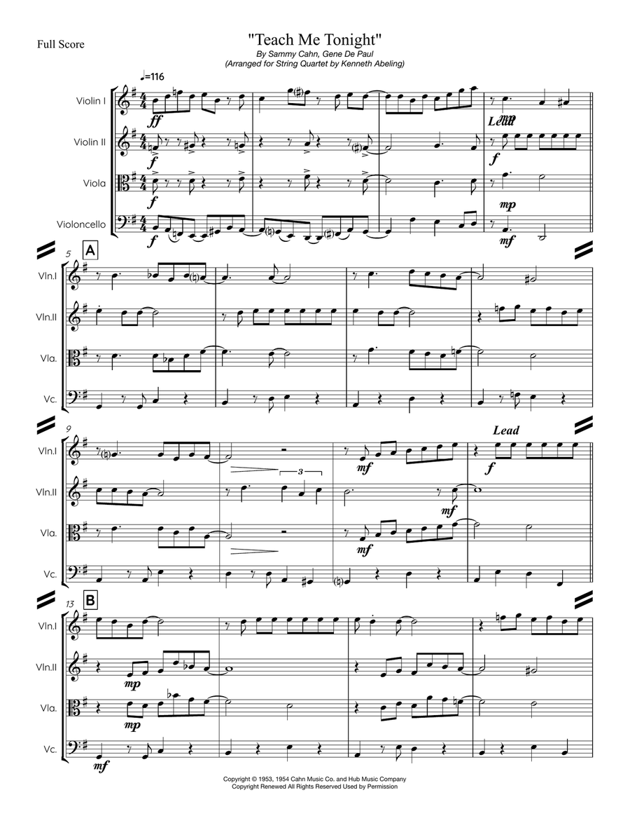 Teach Me Tonight String Quartet scores gallery preview page 2