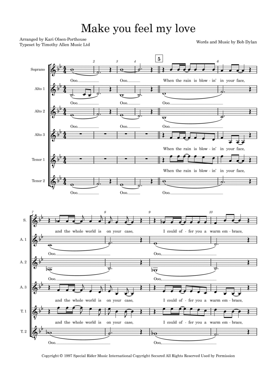 Make You Feel My Love Make You Feel My Love A Cappella scores gallery preview page 1