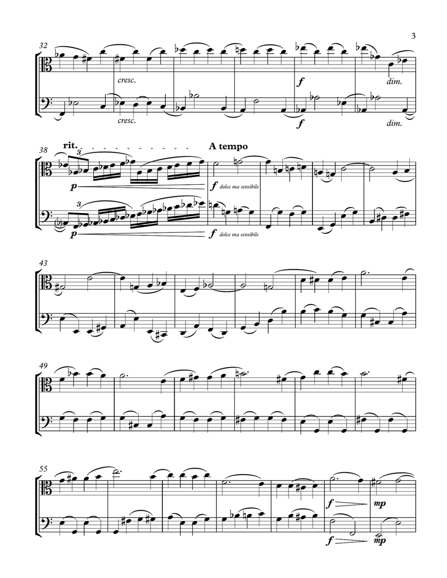 Tchaikovsky's Romeo and Juliet Love Theme Viola and Cello Duet String Duet scores gallery preview page 3