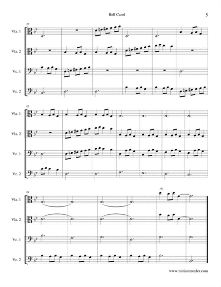 Bell Carol for Viola and Cello String Duet scores gallery preview page 5