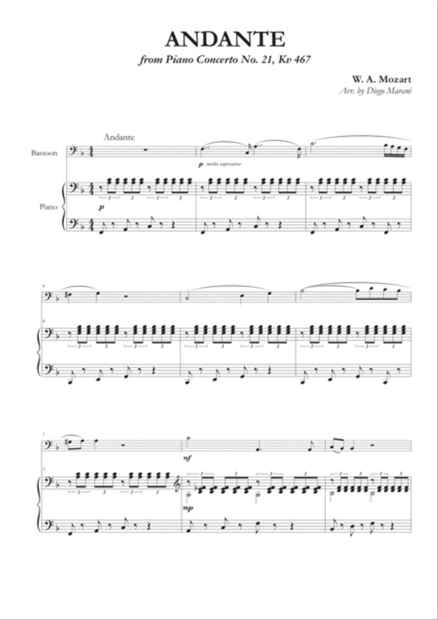 Andante from Concerto No. 21 for Bassoon and Piano Bassoon Solo scores gallery preview page 2