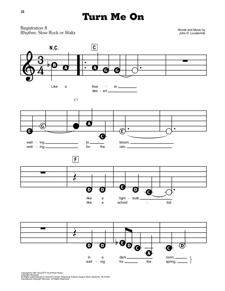 Turn Me On Electronic Keyboard scores gallery preview page 1