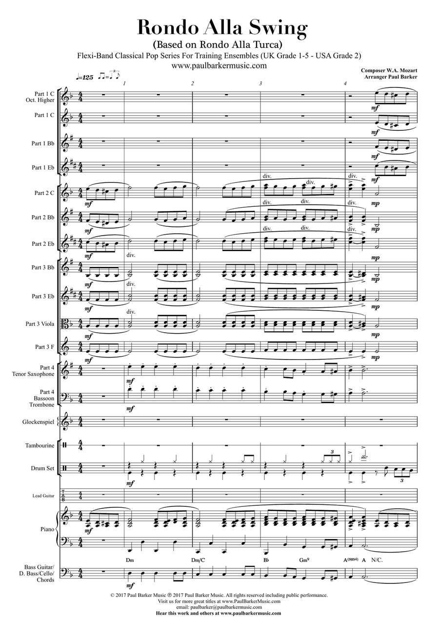 Mozart's Rondo Alla Swing (Flexible Instrumentation) Concert Band scores gallery preview page 4