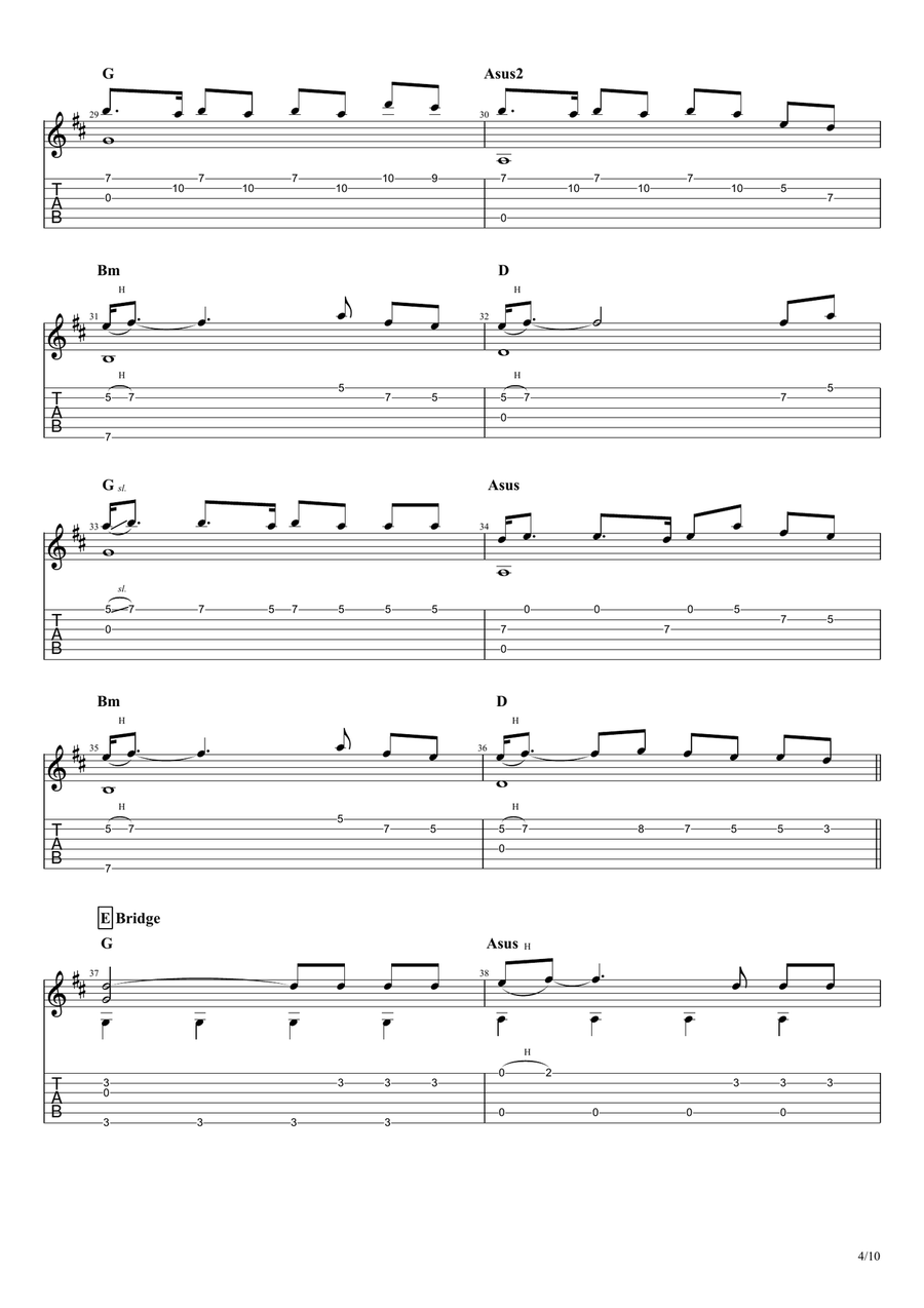 Wolves Guitar Tablature scores gallery preview page 4