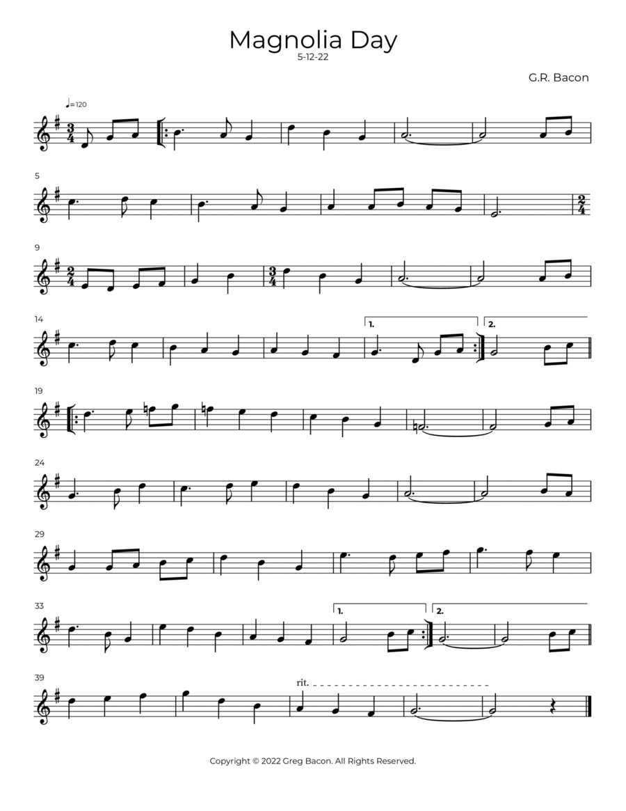 Magnolia Day Magnolia Day Easy Piano scores gallery preview page 1