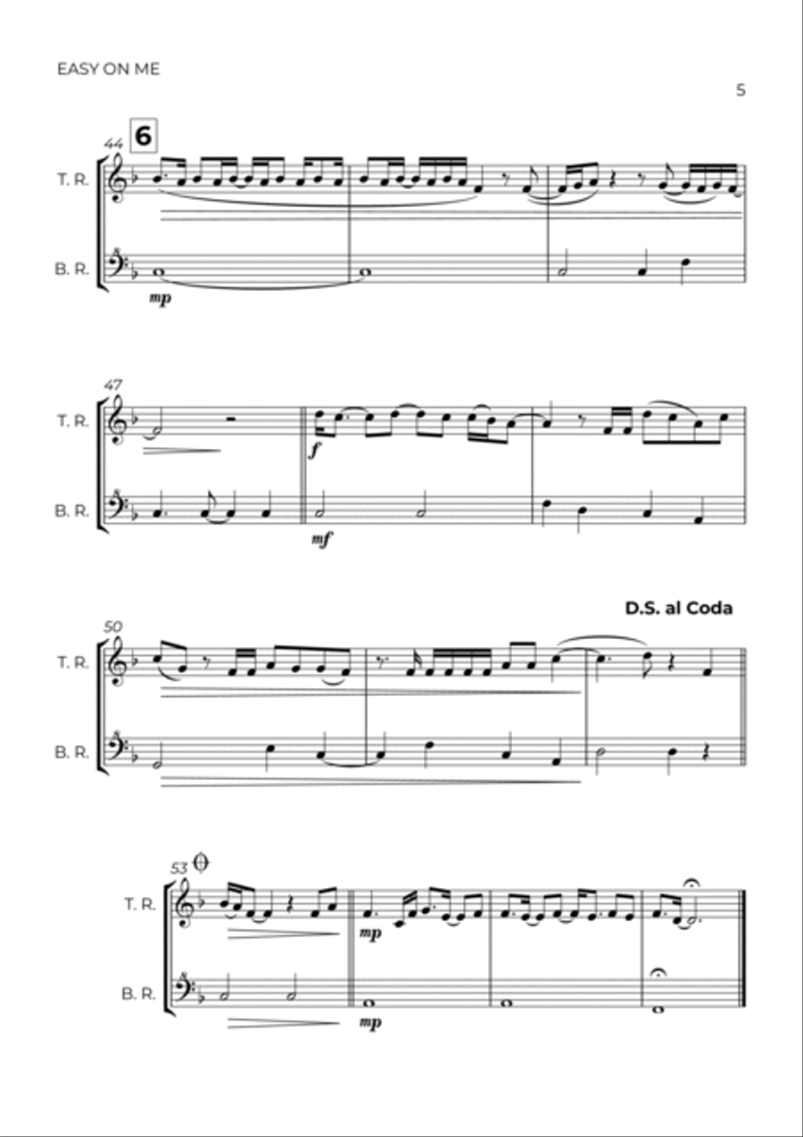 Easy On Me Woodwind Duet scores gallery preview page 5