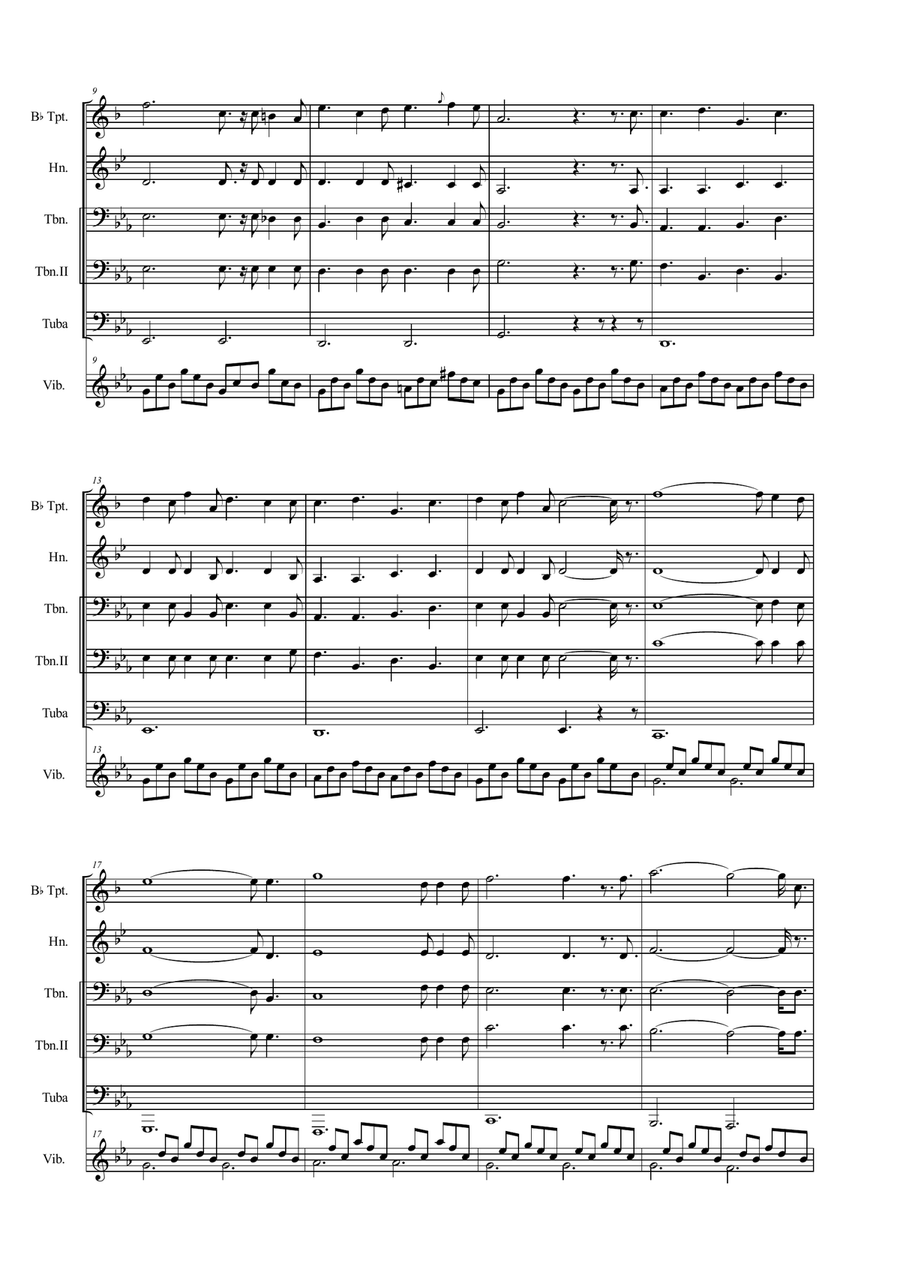 O HOLY NIGHT - ADAM - for Brass Quintet and Vibraph - With Parts Brass Quintet scores gallery preview page 3