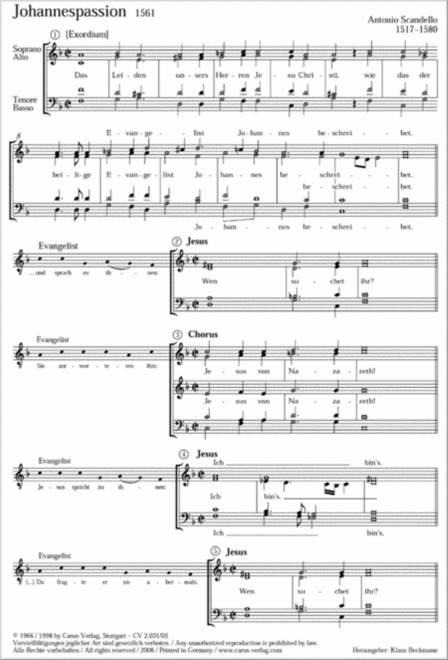 St. John Passion (Johannes-Passion) SSATB scores gallery preview page 1