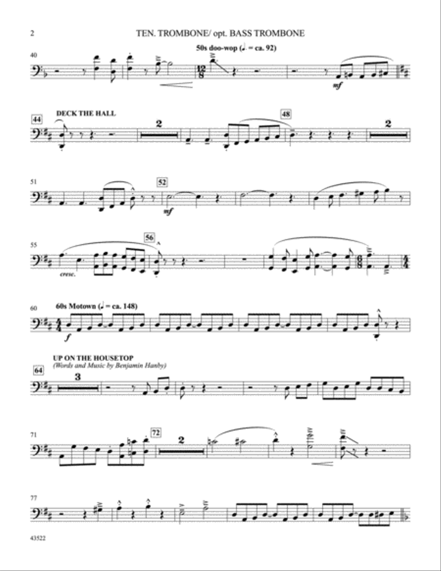 Five Favorite Holiday Songs: Tenor Trombone Trombone scores gallery preview page 2